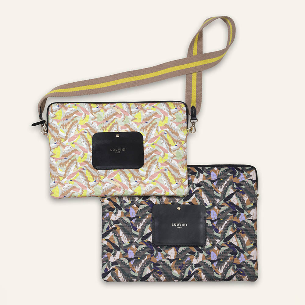 Pochette ordinateur STELLA Oiseaux - Jaune