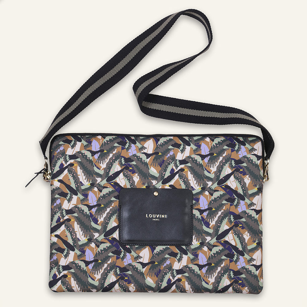 Pochette ordinateur STELLA Oiseaux - Kaki